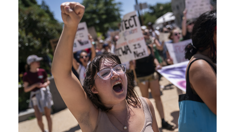Activists Continue To Gather Outside Supreme Court After Historic Overturning Of Roe v. Wade