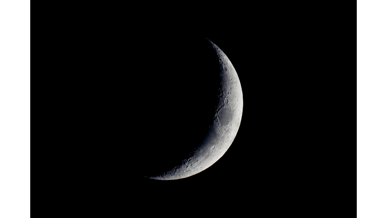 Close up on the crescent Moon