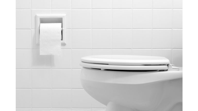 Clean, white bathroom toilet with the lid closed