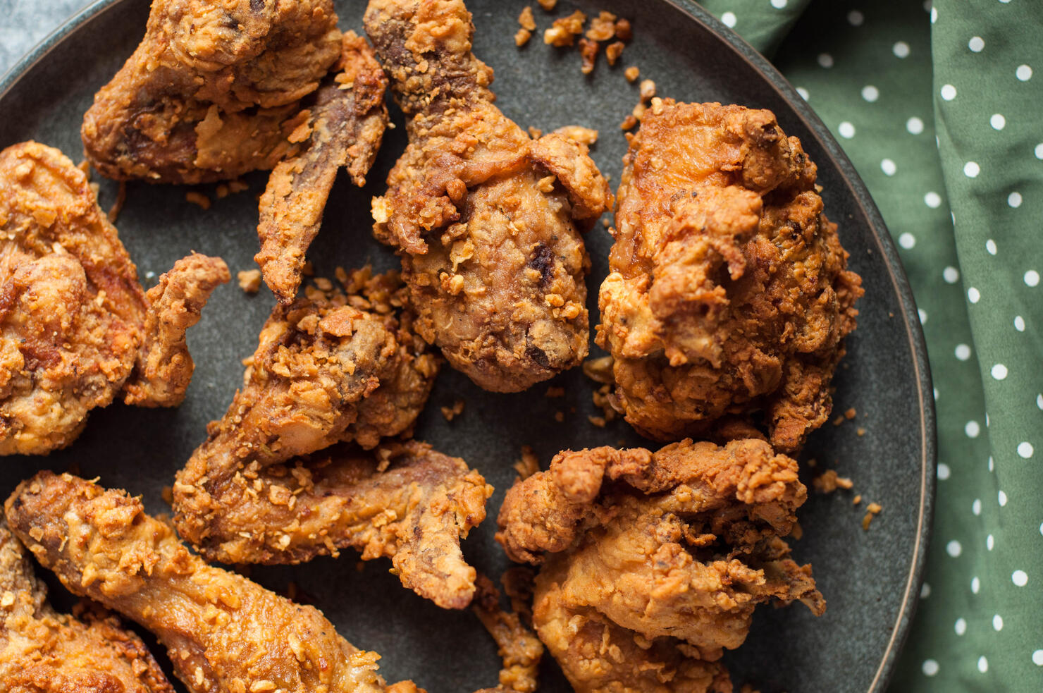 Fried garlic butter chicken on a dining table