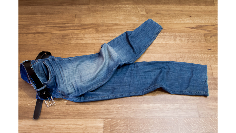 blue jeans on parquet