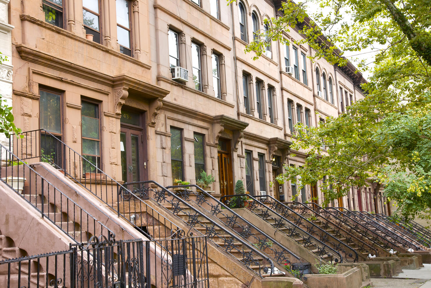 Repetition of landmark Washington Heights facades