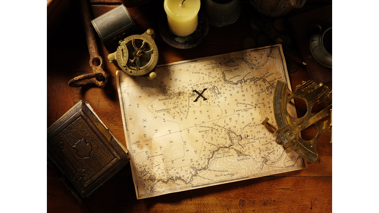 Treasure Map and Nautical Equipment