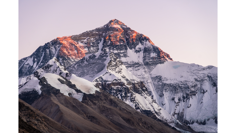 Sunset over Mt Everest from Tibet