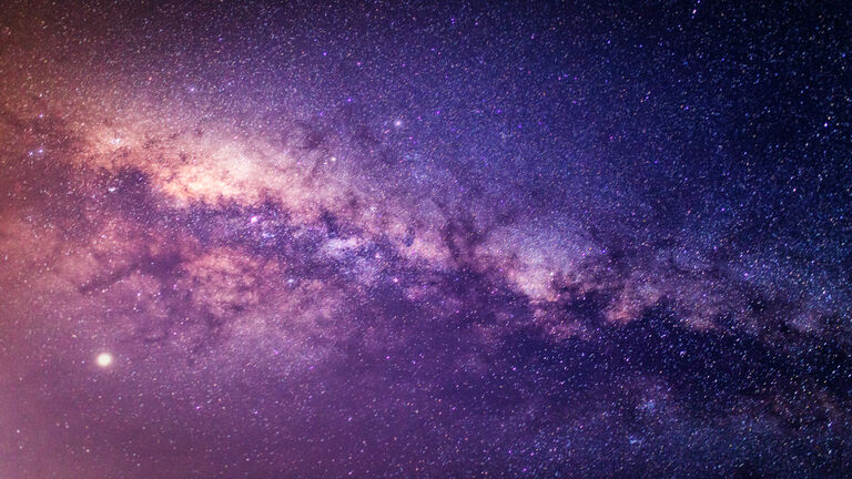 Panorama milky way galaxy with stars and space dust in the universe at dark night.
