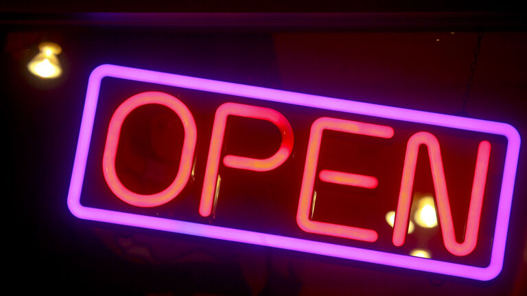 Neon like LED light open sign w/ rectangle frame