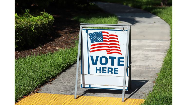 Voting sign on the walkway