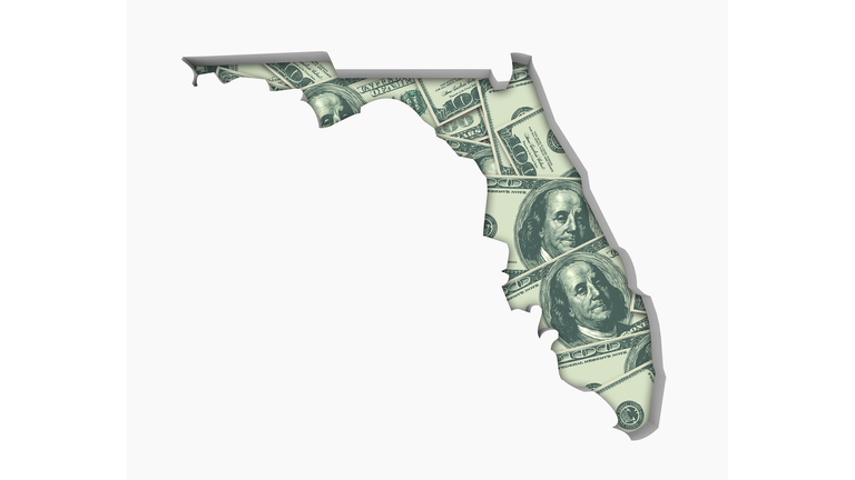 Florida FL Money Map Cash Economy Dollars 3d Illustration