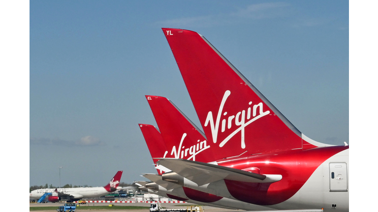 Tail fins of Virgina Atlantic Airways planes