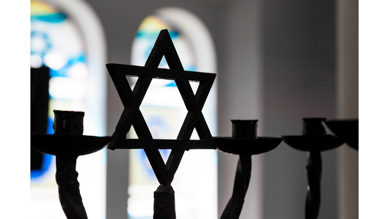 Close up of Star of David silhouette inside Jewish Synagogue