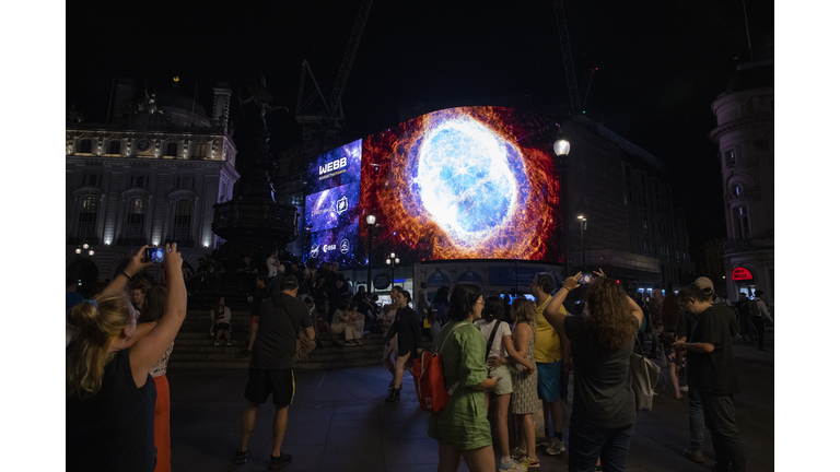 NASA Broadcast First Images From James Webb Space Telescope On Piccadilly Lights London