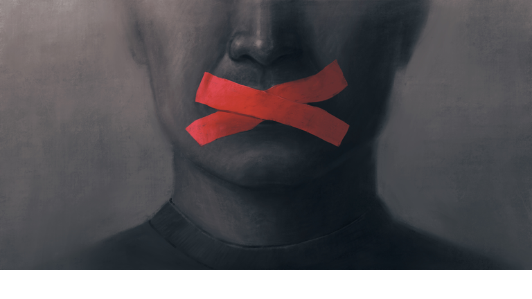 Free speech censorship censored and freedom of expression concept , political art illustration, conceptual artwork