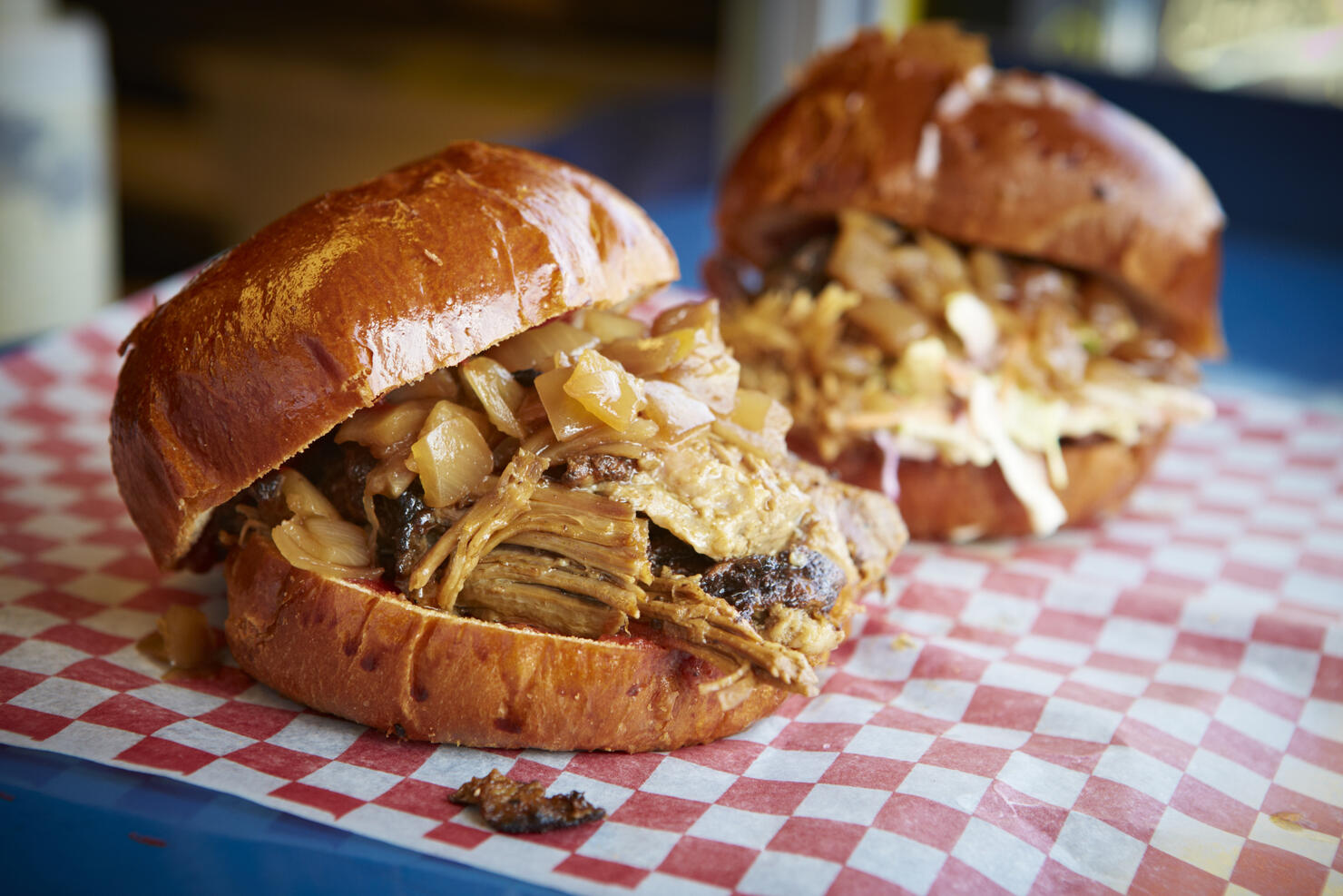 Smoked pulled pork sandwich