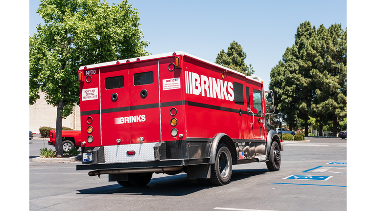 Brinks armored truck safely transporting cash