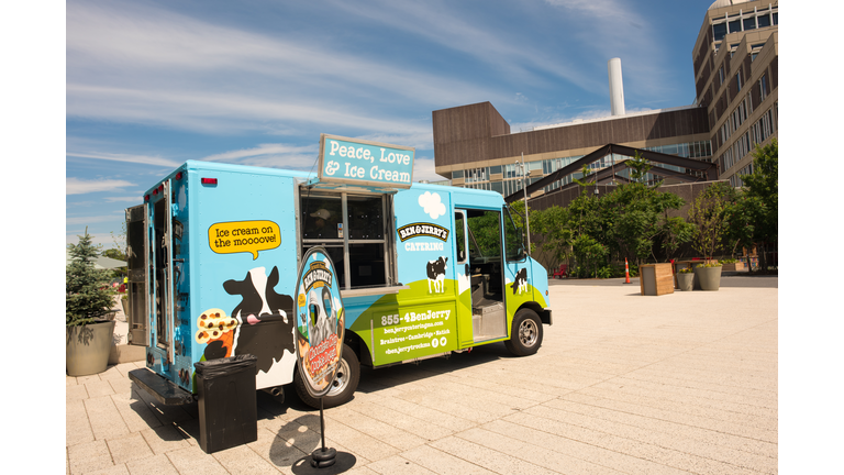 Ben and Jerry's truck on the Harvard University campus