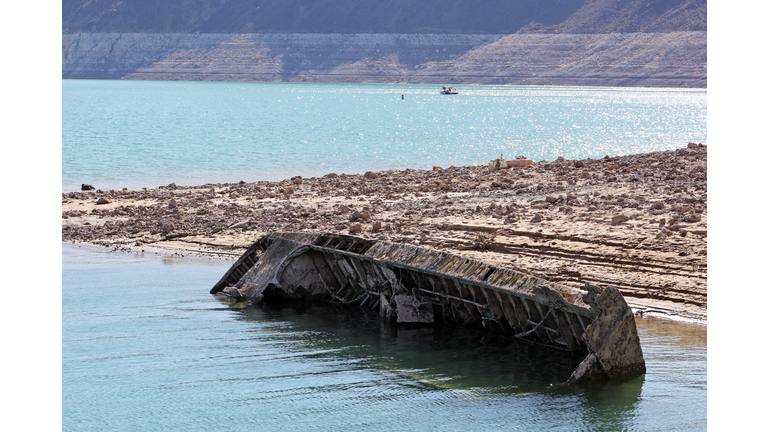 World War II-Era Boat Now Visible In Lake Mead, As Its Water Level Continues To Recede