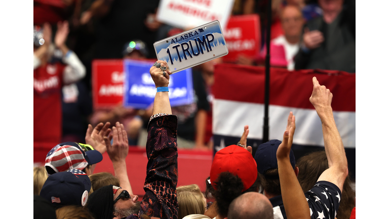 Former President Trump Campaigns With House Candidate Sarah Palin And Senate Candidate Kelly Tshibaka In Anchorage, Alaska