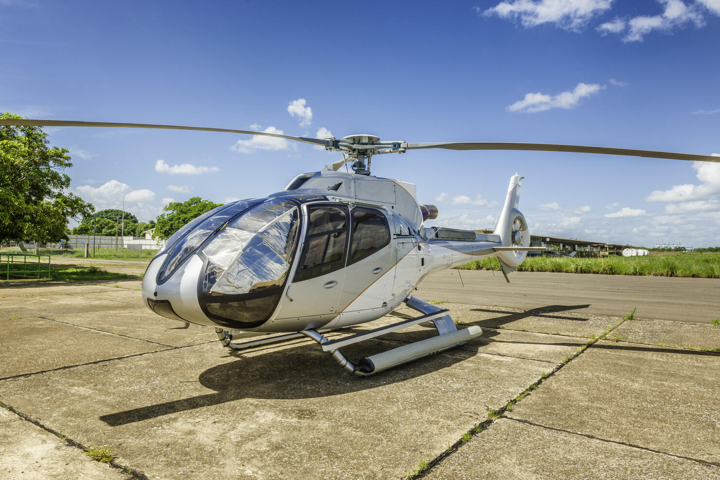 Helicopter ready for departure at Heliport