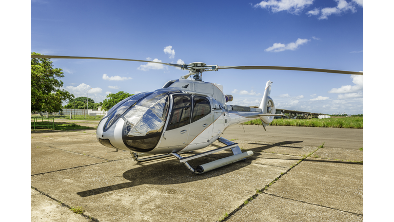 Helicopter ready for departure at Heliport