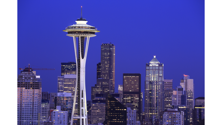 Twilight view of downtown Seattle