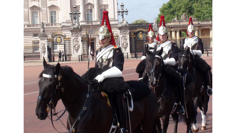 British Royal Horse Guards Cavalry View During Trooping The Colour Parade In London United Kingdom Europe