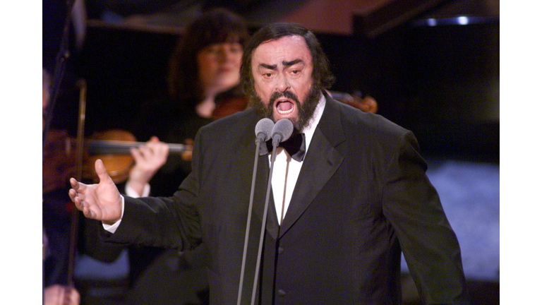 Singer Luciano Pavarotti performs at the 41st Gram