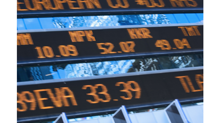 Closeup of stock market ticker