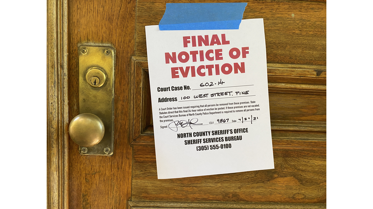 Eviction notice on door of house
