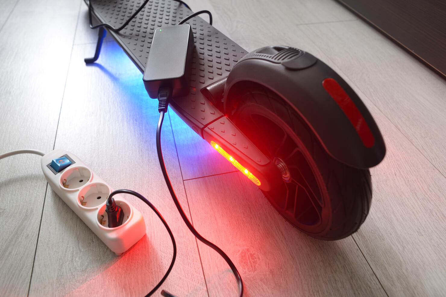 Battery charging process of electric scooter.