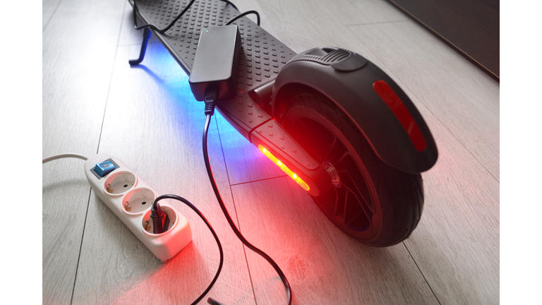 Battery charging process of electric scooter.