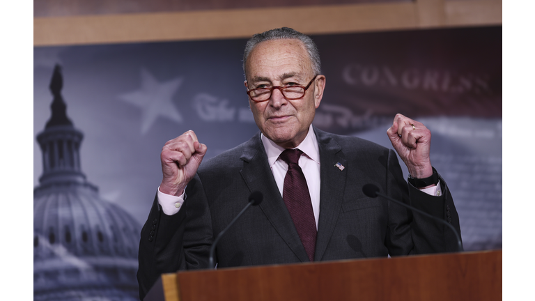 Sen. Schumer Holds News Conference Discussing The Inflation Reduction Act