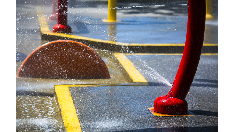 urban splash pad childrens park - Stock image