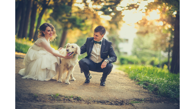 Happy wedding couple