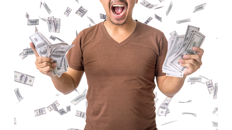 standard asian man get jackpot dollar.