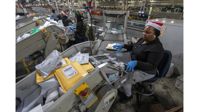 U.S. Postal Service Processes Packages At Los Angeles Distribution Center During Holiday Season