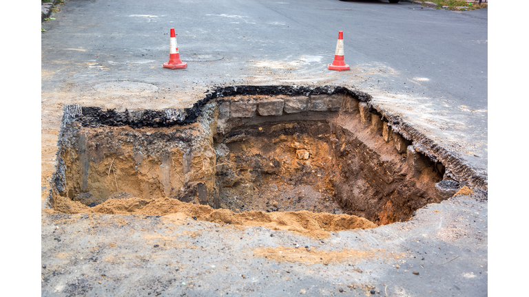 The road repair work.