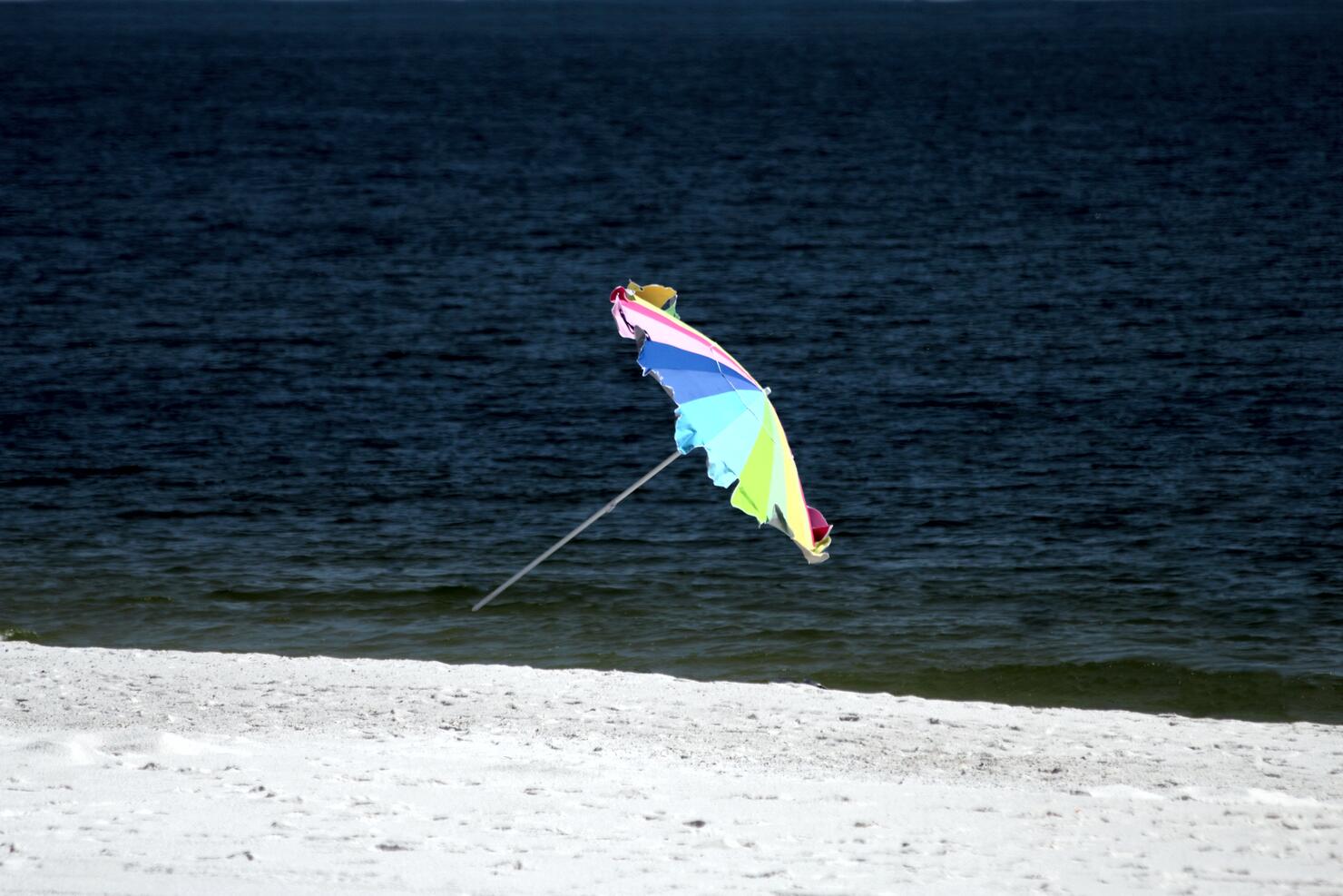 Beach Umbrella Takes Off in the Wind
