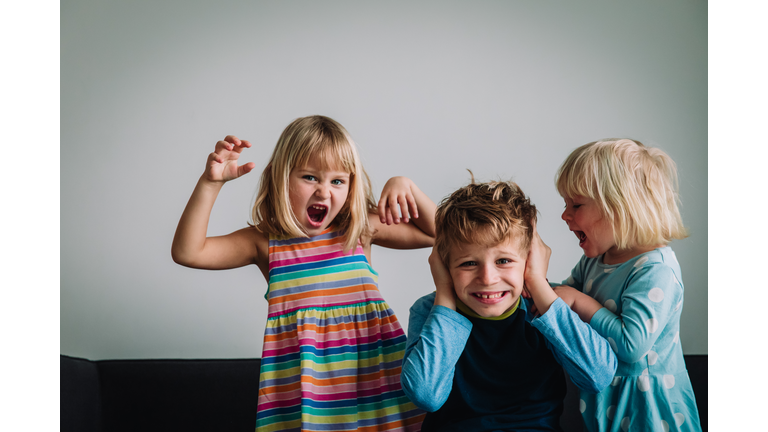 kids shouting, brother and sisters tired of staying home, family problems