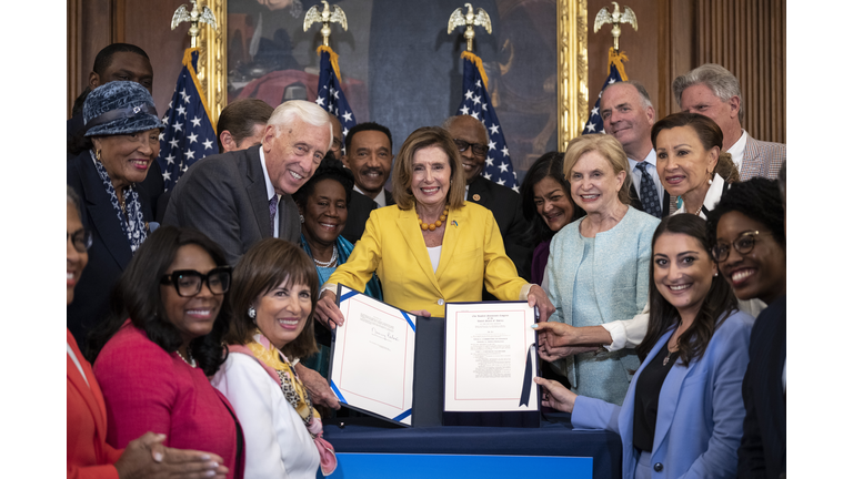 Nancy Pelosi Holds Bill Enrollment Event For Inflation Reduction Act