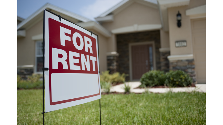 For Rent sign in front of new house