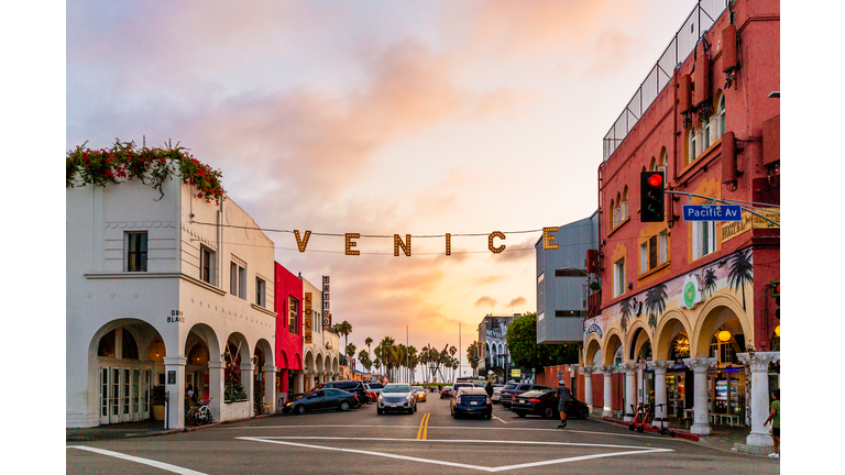 Venice during sunset, Los Angeles, California, USA
