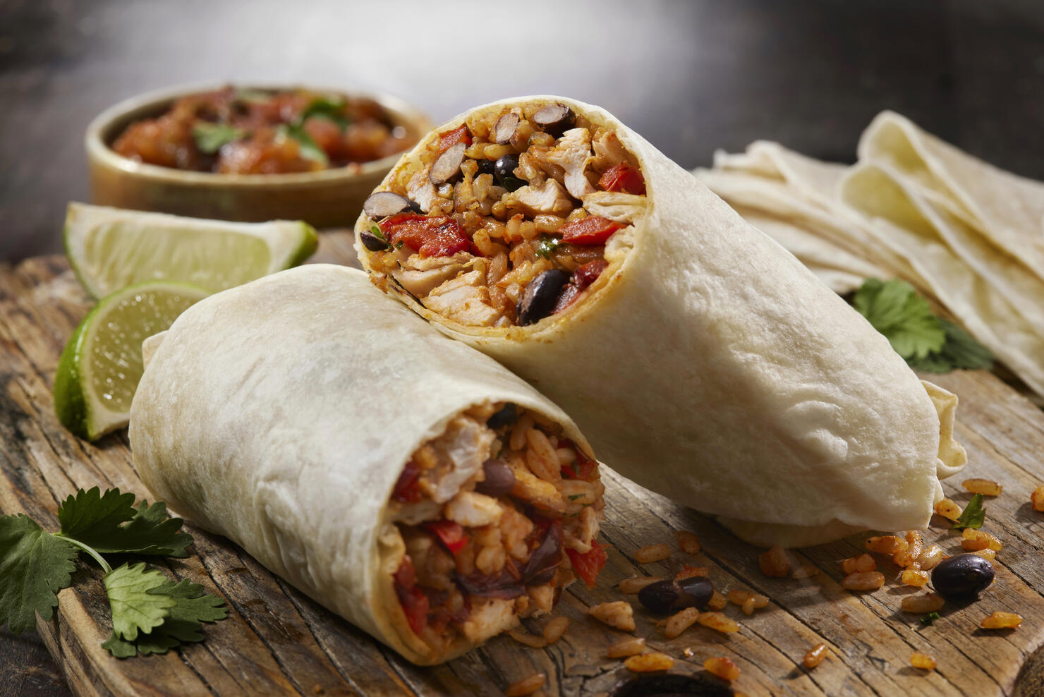Mexican Rice and Chicken Burrito