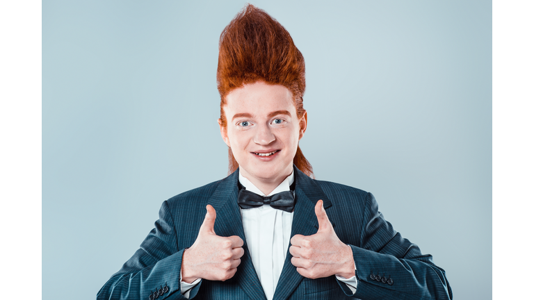 Funny concept for redheaded young man