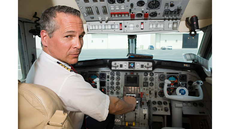 Pilot in cockpit