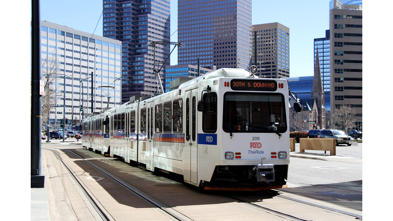 RTD Light Rail train at Denver, Colorado