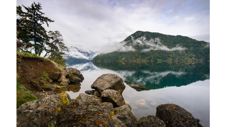 Rugged Landscape and Overlook of Lake Crescent at Olympic National Park