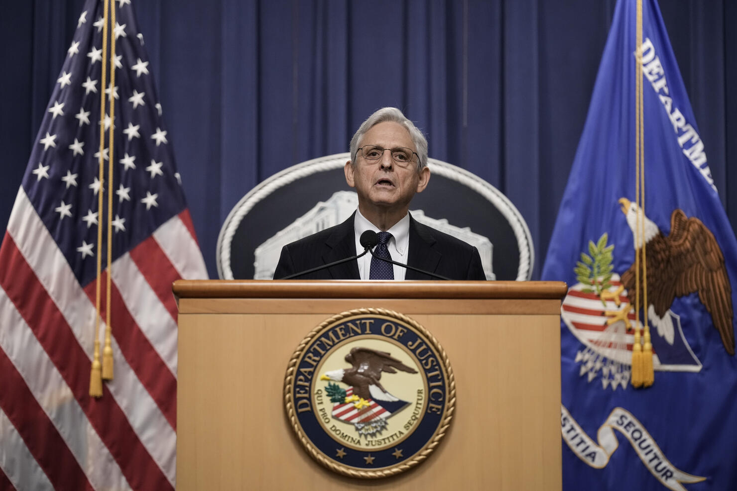 U.S. Attorney General Garland Delivers A Statement At Department Of Justice