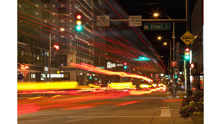 Downtown Street at Night