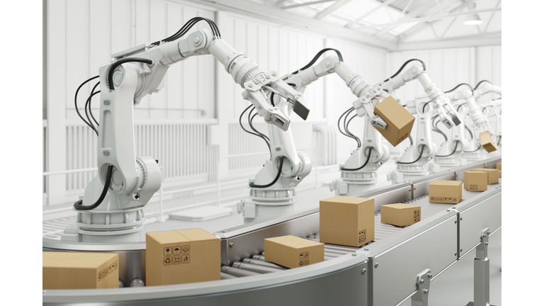 Robot arm and cardboard box