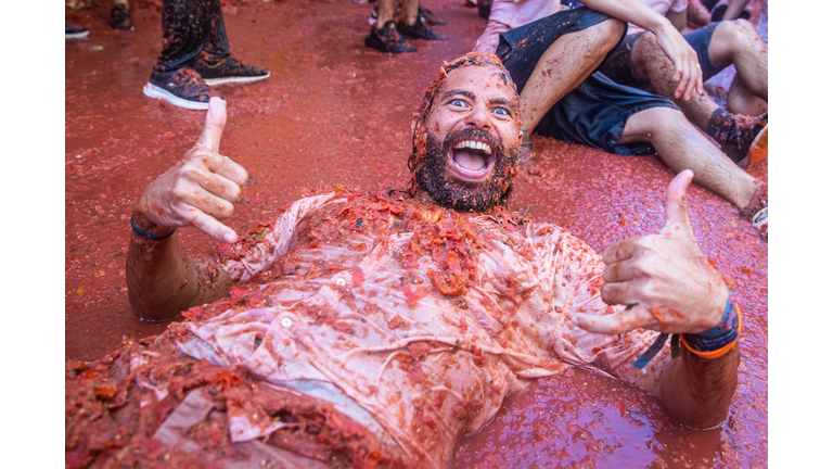 Spain's Tomato Throwing Festival Returns After Covid Hiatus For The 75th Edition